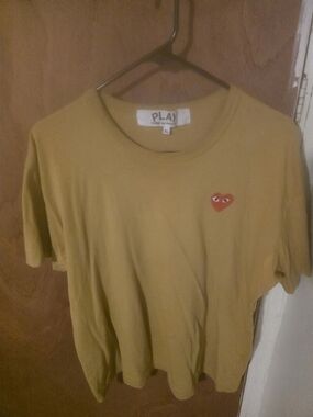 Comme des Garcons PLAY Mustard Tee with Red Heart Patch